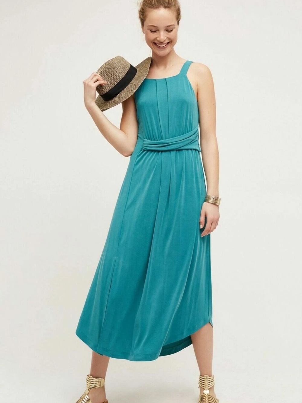 Anthropologie Maeve Azores Halter Dress Teal Green Turquoise